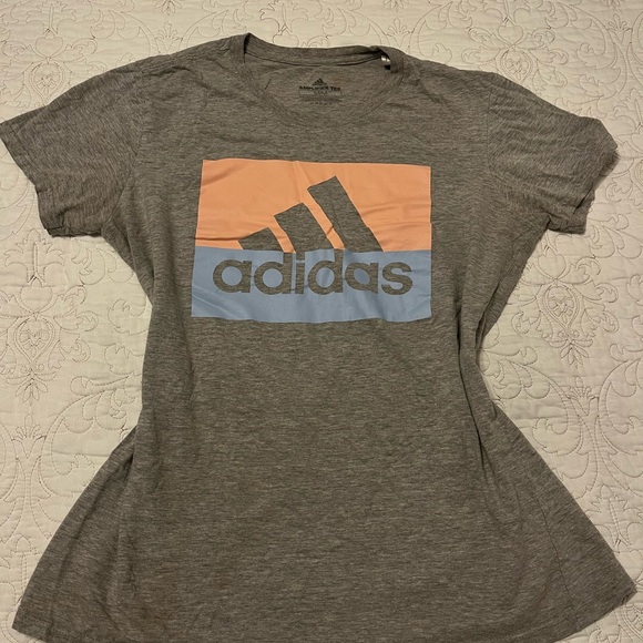 Adidas Women's Light Gray Tee with Pastel Graphic - Picture 2 of 3